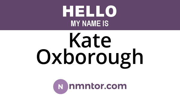 Kate Oxborough