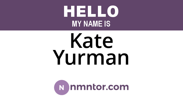 Kate Yurman
