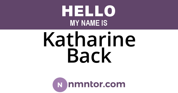 Katharine Back
