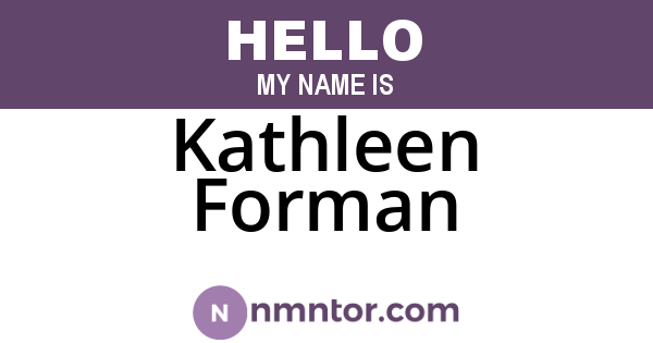 Kathleen Forman