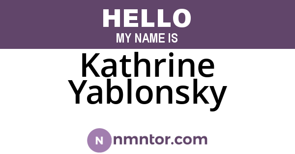 Kathrine Yablonsky