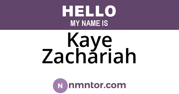 Kaye Zachariah