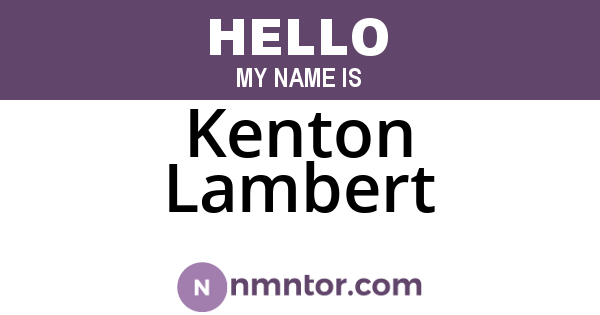 Kenton Lambert