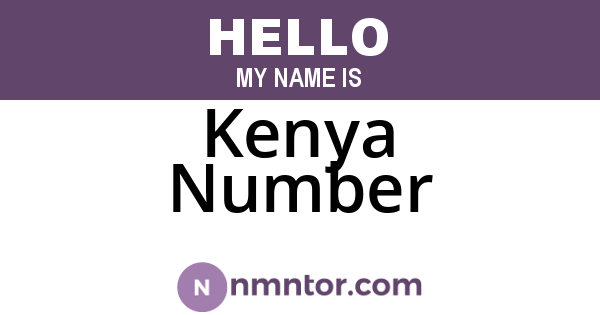 Kenya Number