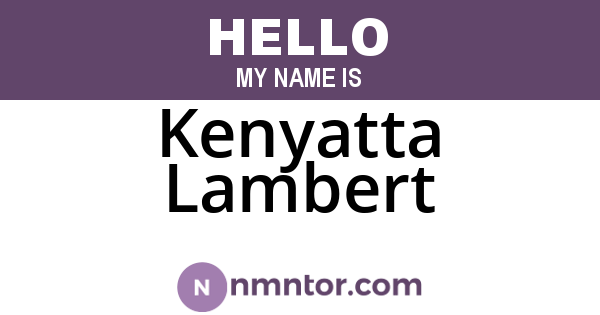 Kenyatta Lambert