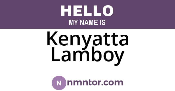Kenyatta Lamboy