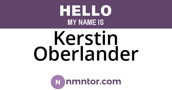 Kerstin Oberlander