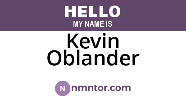 Kevin Oblander