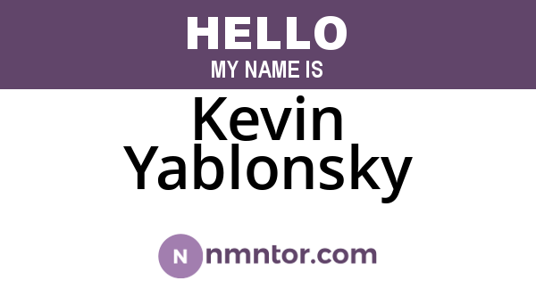 Kevin Yablonsky