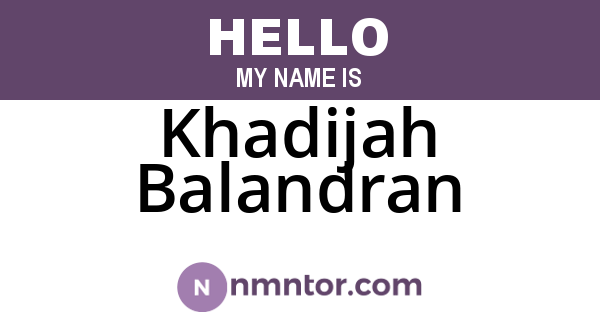 Khadijah Balandran