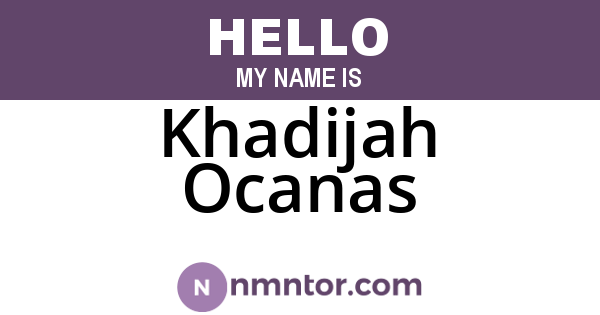 Khadijah Ocanas
