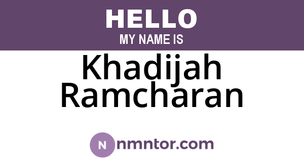 Khadijah Ramcharan
