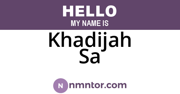 Khadijah Sa