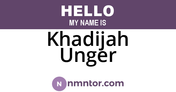 Khadijah Unger