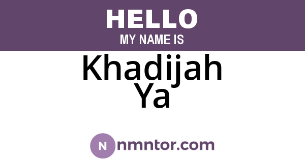 Khadijah Ya