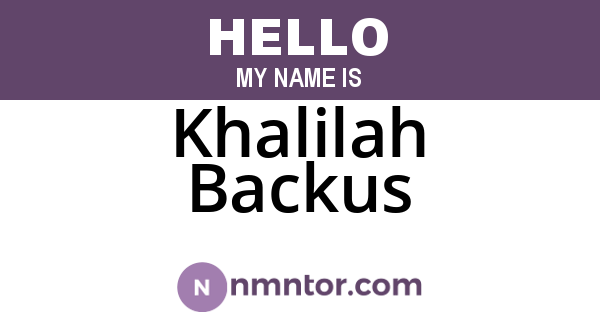 Khalilah Backus