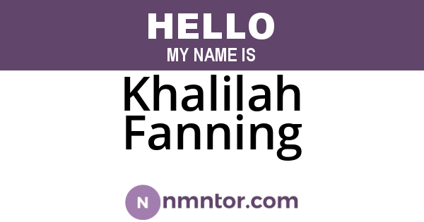Khalilah Fanning