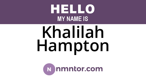 Khalilah Hampton