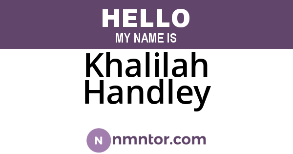 Khalilah Handley