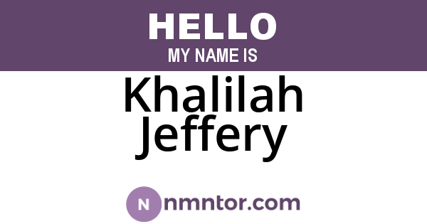 Khalilah Jeffery