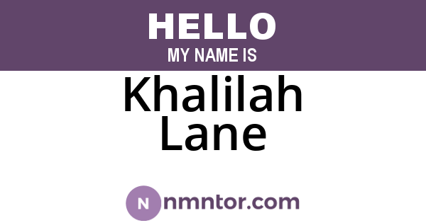 Khalilah Lane
