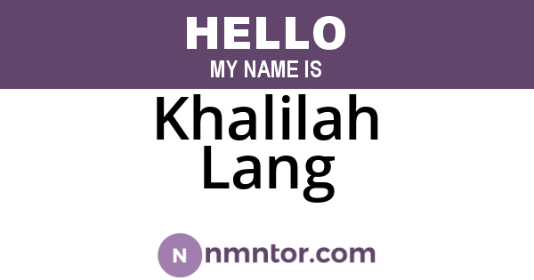 Khalilah Lang