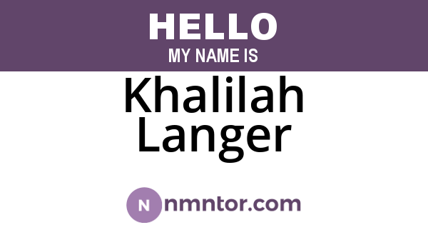 Khalilah Langer