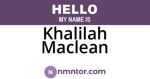 Khalilah Maclean