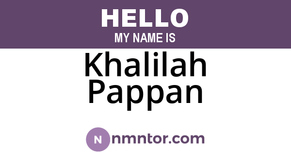 Khalilah Pappan