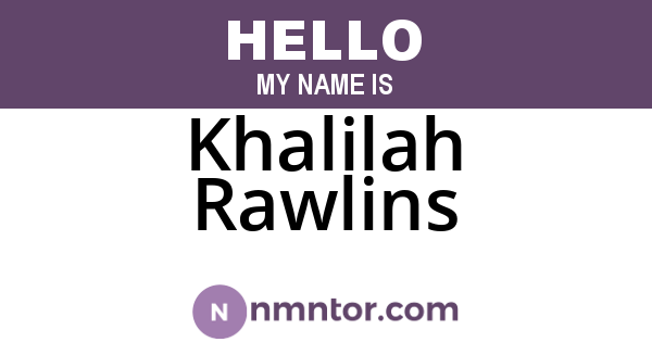 Khalilah Rawlins