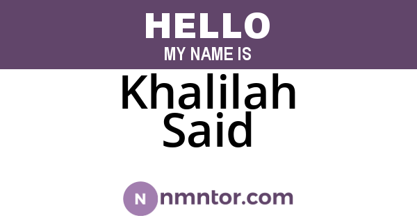 Khalilah Said