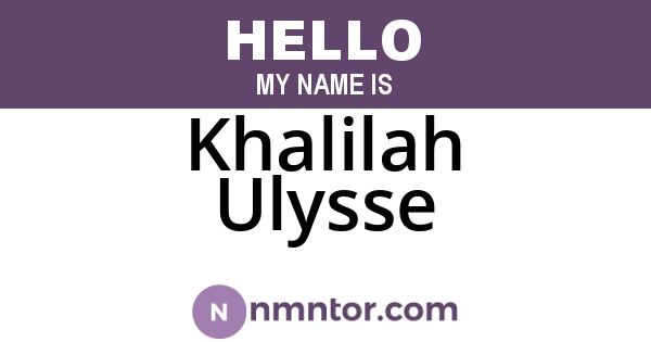 Khalilah Ulysse