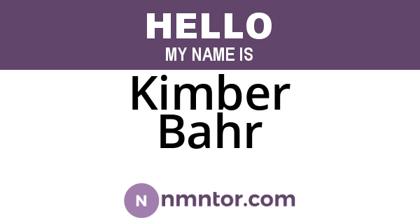 Kimber Bahr
