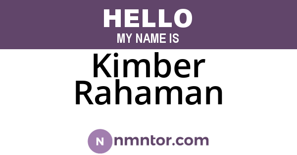 Kimber Rahaman