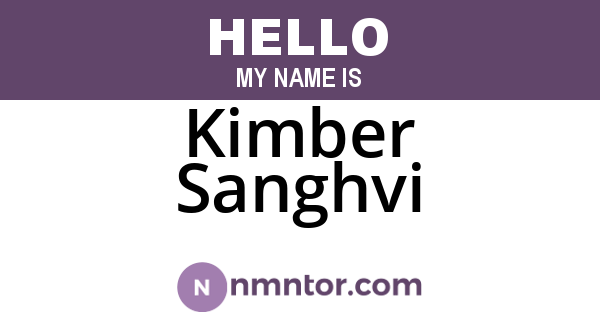Kimber Sanghvi