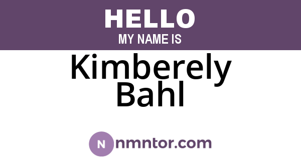 Kimberely Bahl