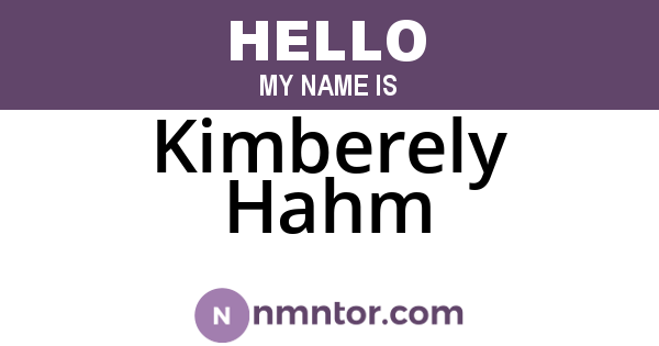 Kimberely Hahm