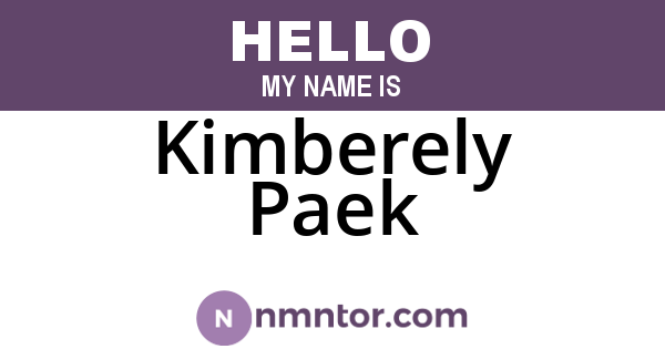 Kimberely Paek