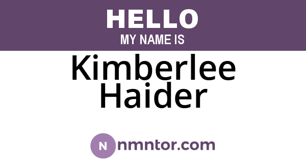 Kimberlee Haider