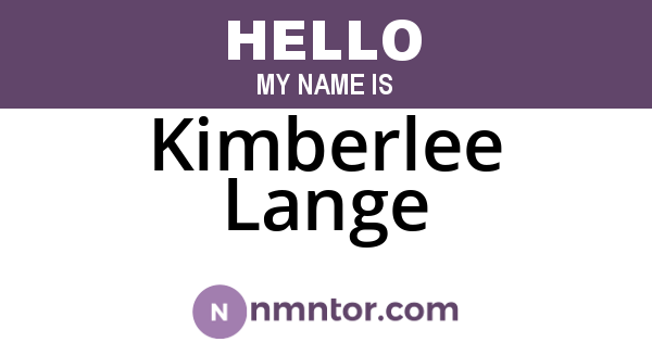 Kimberlee Lange