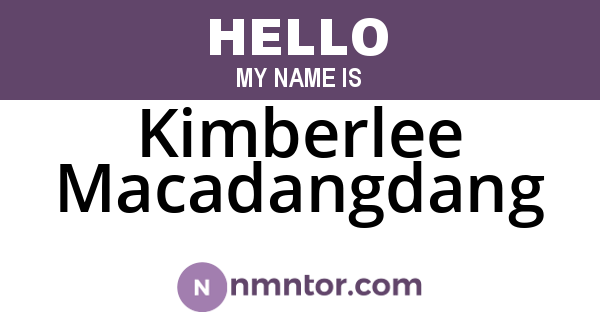 Kimberlee Macadangdang