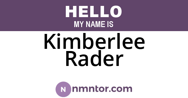 Kimberlee Rader