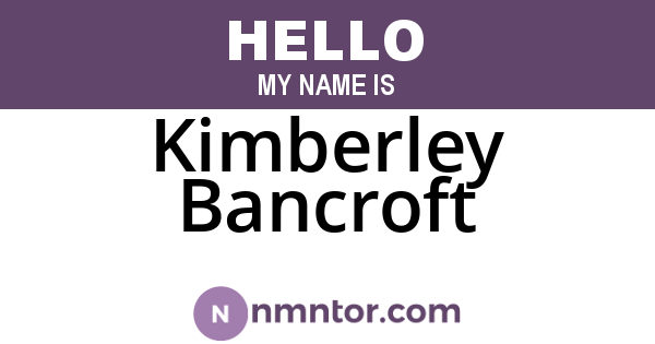 Kimberley Bancroft