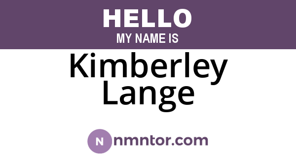 Kimberley Lange