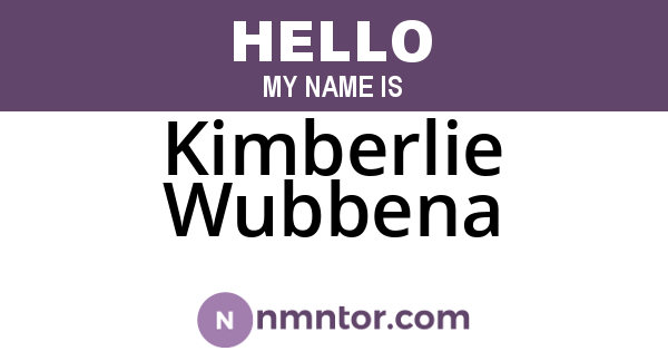 Kimberlie Wubbena