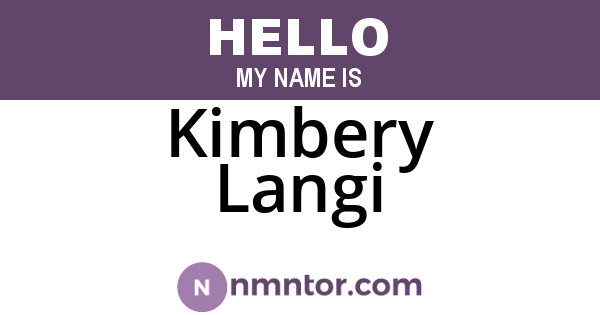 Kimbery Langi