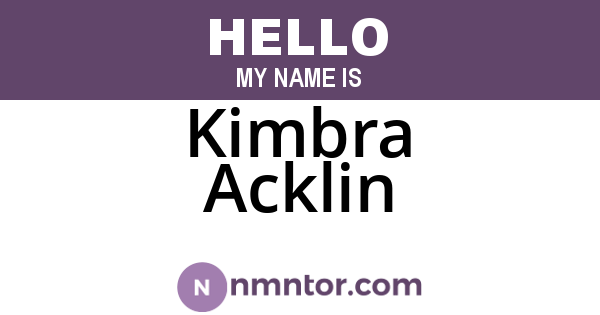 Kimbra Acklin