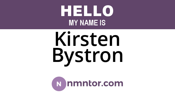 Kirsten Bystron