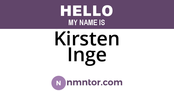 Kirsten Inge