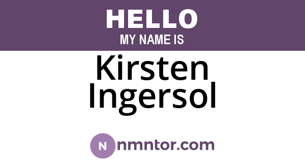 Kirsten Ingersol